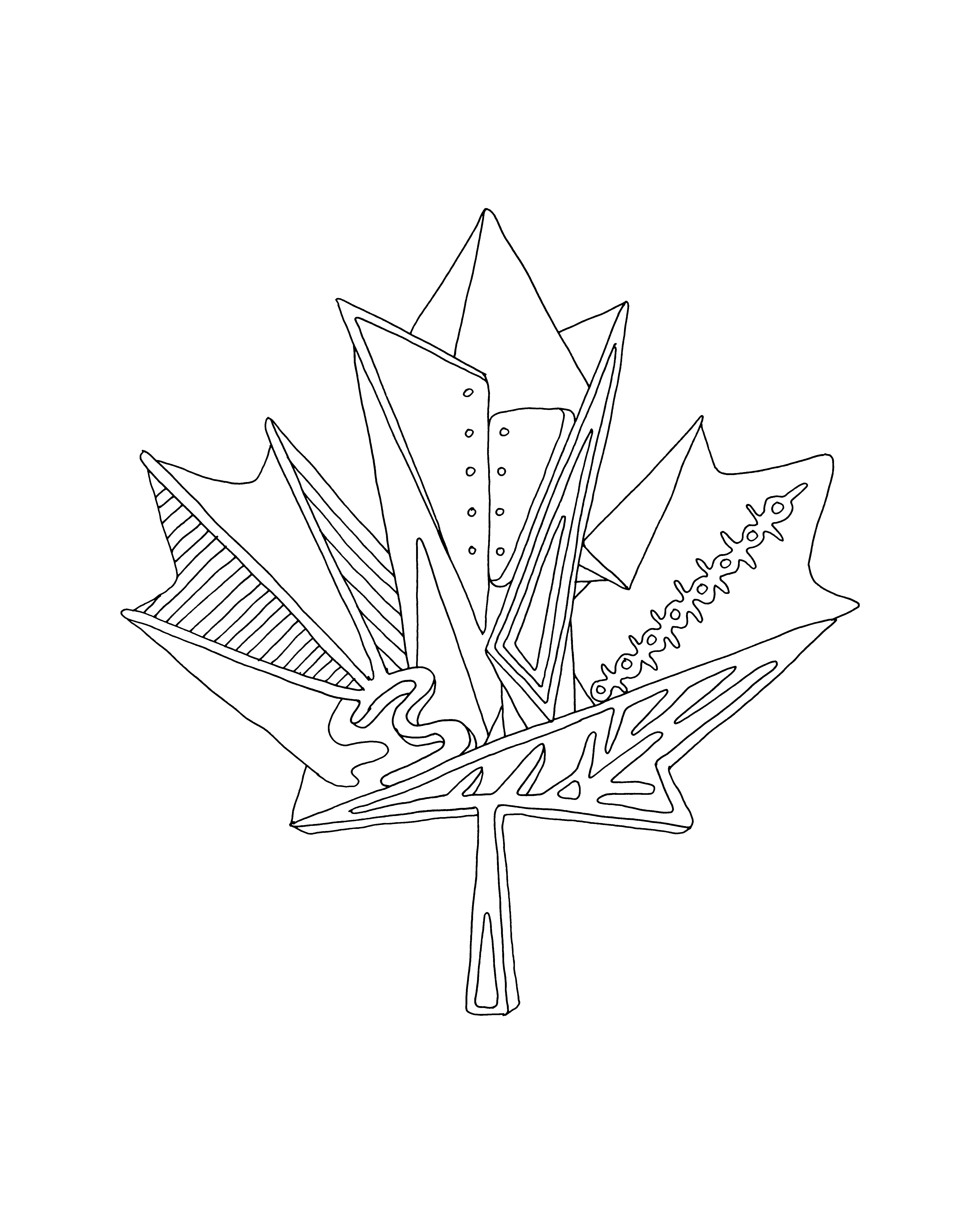 4800x6000 10,000 Pages Canadian Maple Leaf Colouring Page 5794
