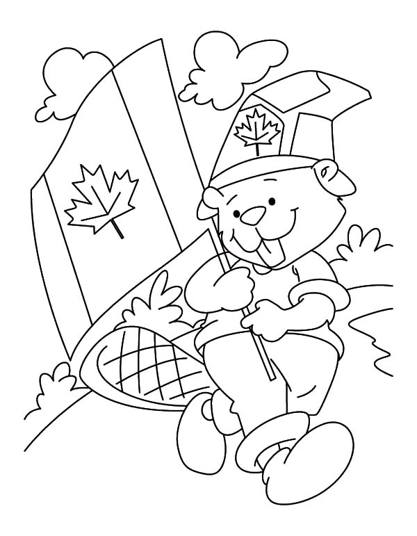 600x771 Cute Canadian Beaver Boyscout On Memorable Canada Day Coloring