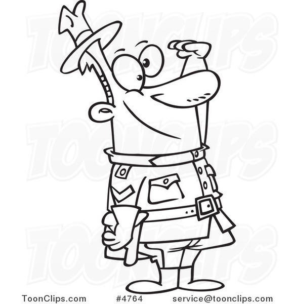 581x600 Cartoon Black And White Line Drawing Of A Saluting Royal Canadian