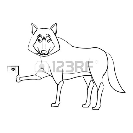 450x450 Wolf Cartoon With Flag Of Canada Icon Over White Background