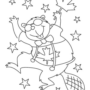 300x300 A Beaver With Canada Flag On 2015 Canada Day Event Coloring Pages