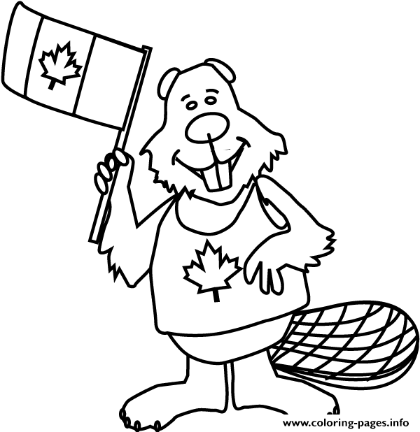 600x618 Canadian Flag With Castor Coloring Pages Printable