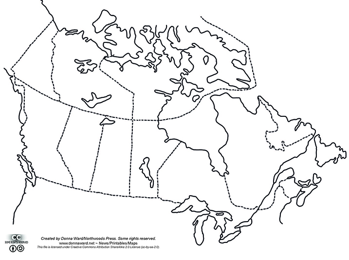 717x534 Printable Canada Map