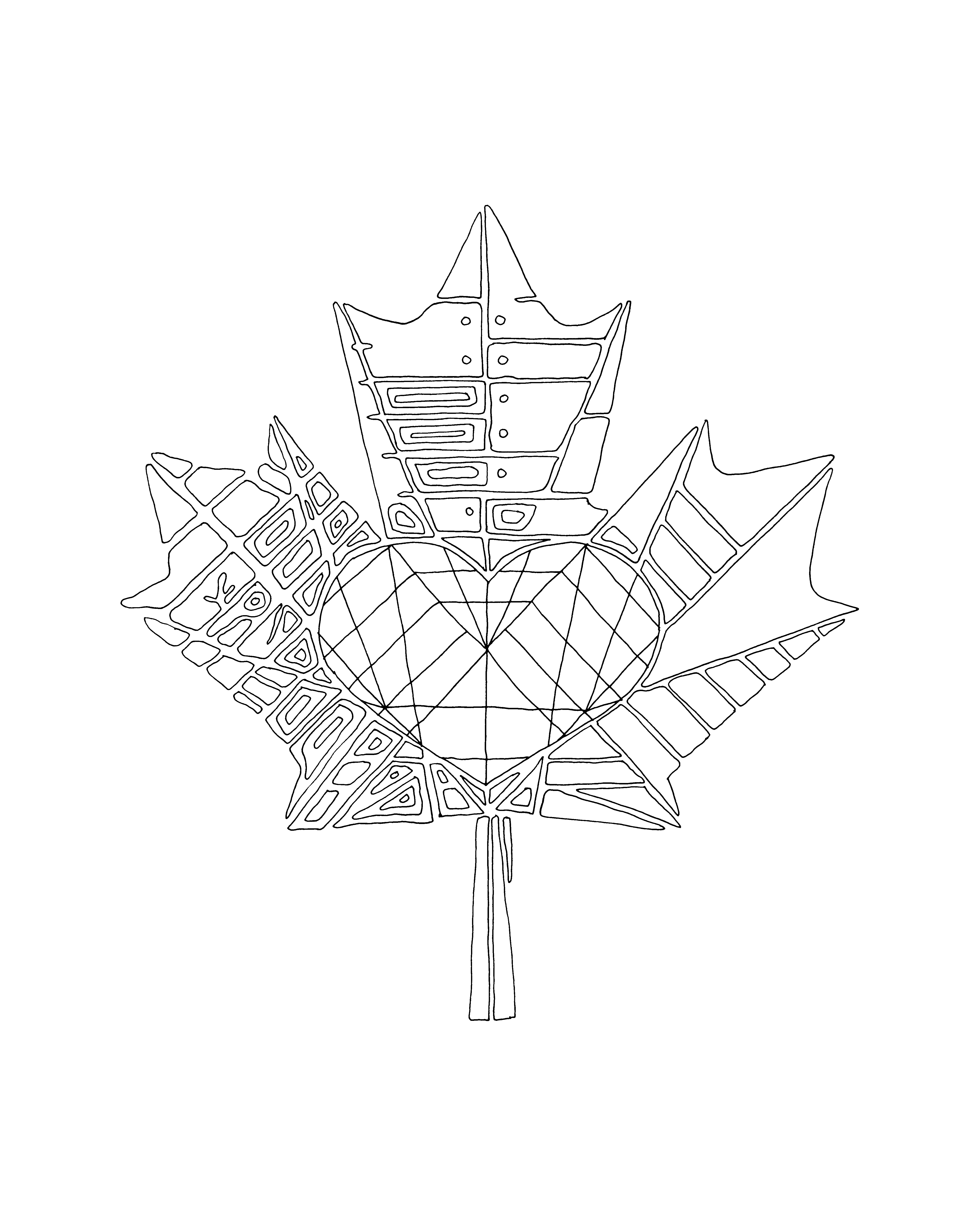 4800x6000 10,000 Pages Canadian Maple Leaf Colouring Page 5786