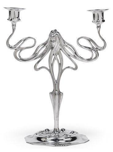 368x494 Orivit Art Nouveau Candelabra With Woman's Head And Flowing Hair
