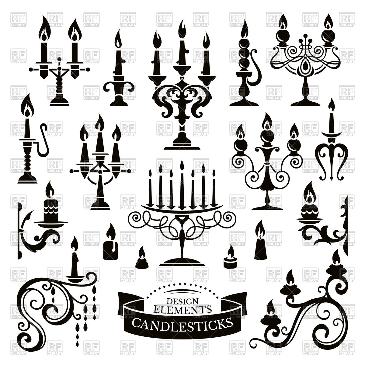 1200x1200 Silhouettes Of Candlesticks And Candles Royalty Free Vector Clip