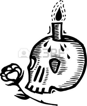 370x450 Skull Candle Holder With Rose Stock Photo, Picture And Royalty