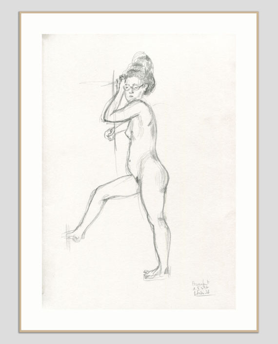 570x705 Nude Pencil Drawing Original Female Pencil Sketch Realistic