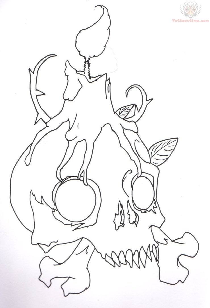 739x1082 Skull Candle Tattoo Sketch