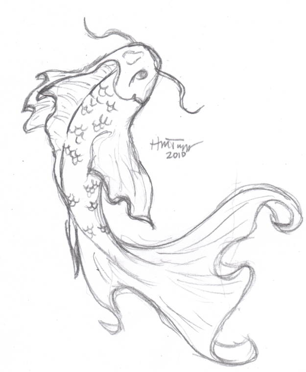 625x759 Koi Fish Drawings In Pencil