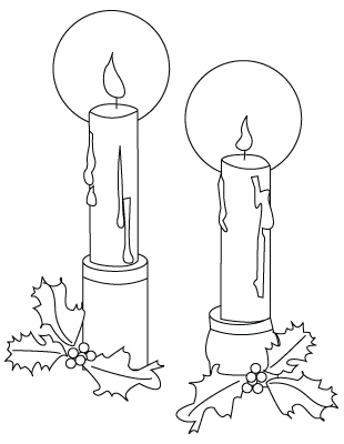310x400 Christmas Candles Drawing To Color