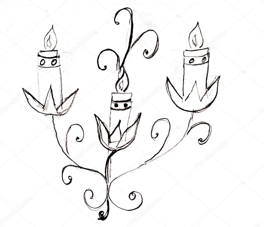 1023x880 Drawn Candle Black And White