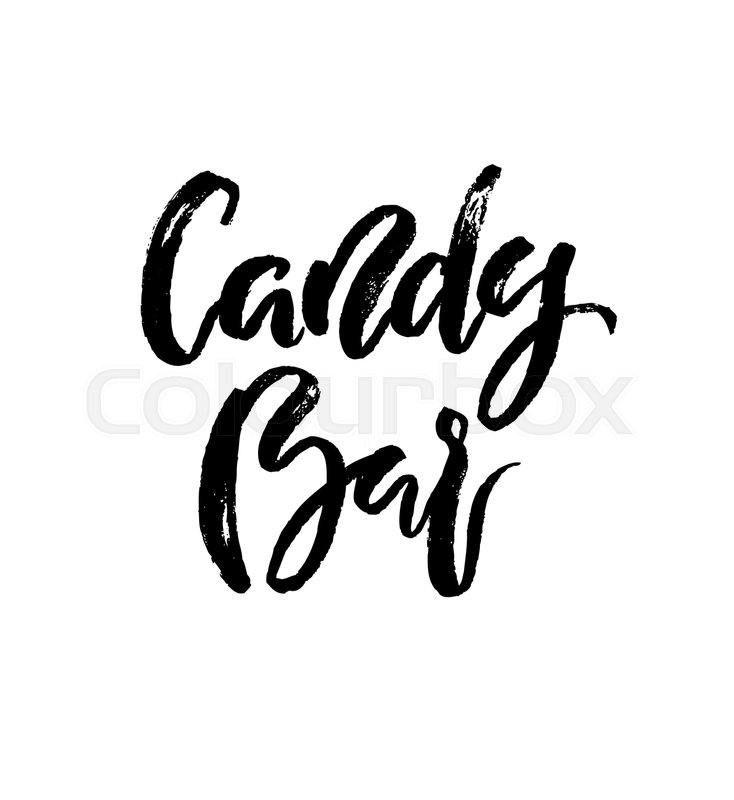 734x800 Candy Bar Hand Brushed Ink Lettering Type. Typography Calligraphy