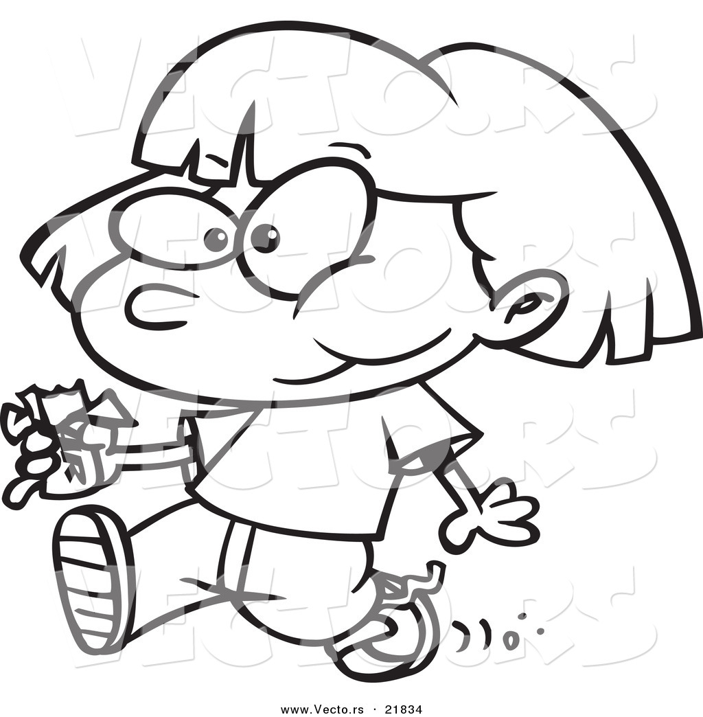 1024x1044 Candy Bar Coloring Page Vector Of A Cartoon Girl Walking