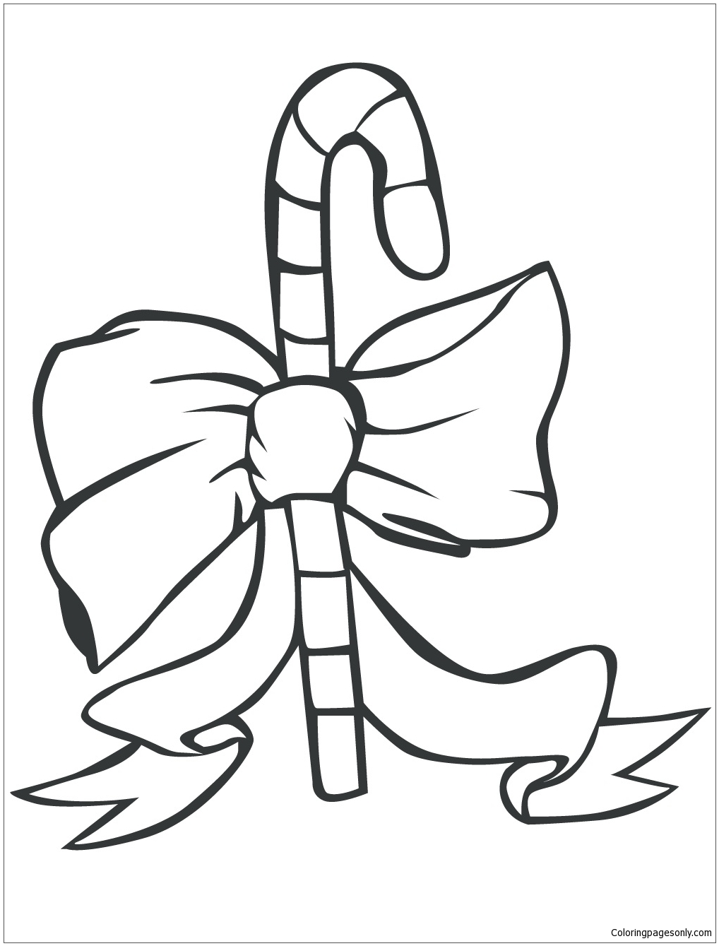 1018x1339 Candy Cane With Bow Coloring Page