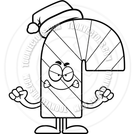 460x460 Cartoon Candy Cane Angry (Black And White Line Art) By Cory Thoman