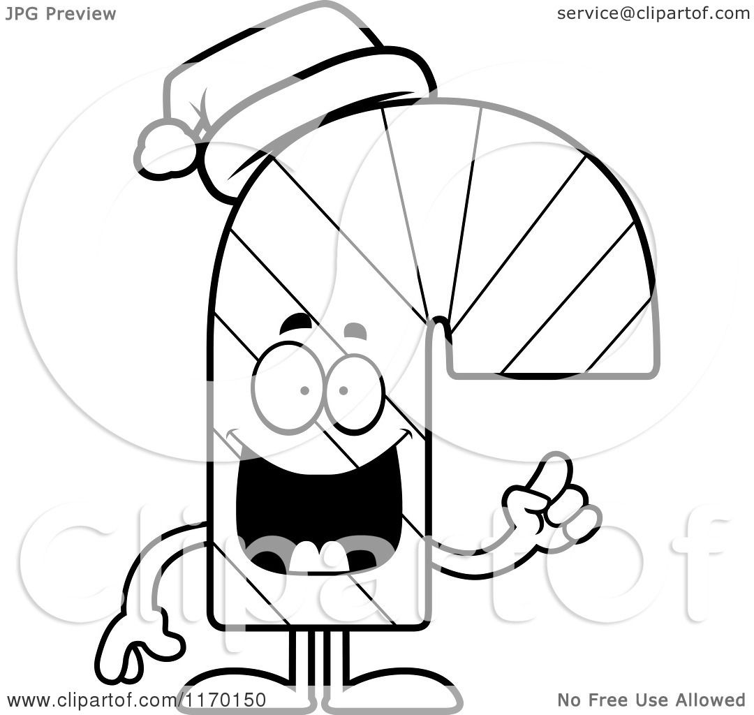 1080x1024 Cartoon Of An Outlined Candy Cane Mascot With An Idea
