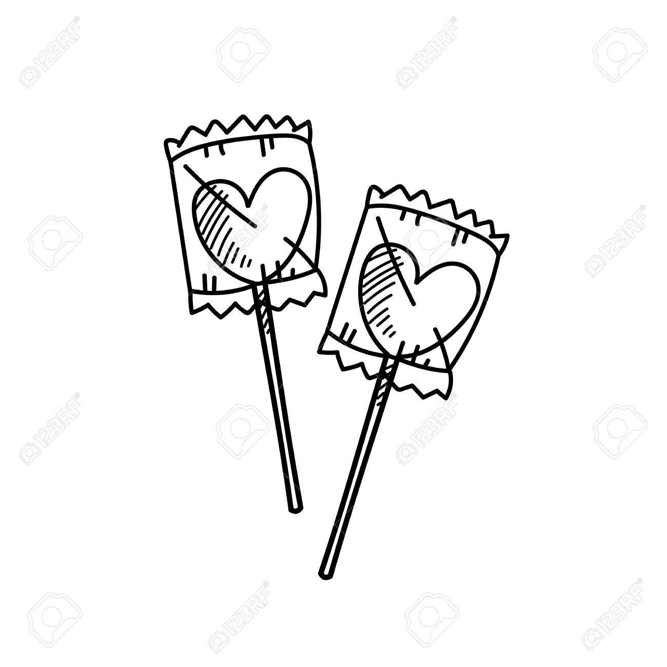 1300x1300 Freehand Drawing Heart Candy Illustration Stock Photo, Picture