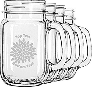 300x282 Mums Flower Mason Jar Mugs (Set Of 4) (Personalized