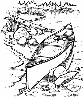 277x320 Canoe Scene M 119 Rubber Art Stamps Decorative Rubber Stamps