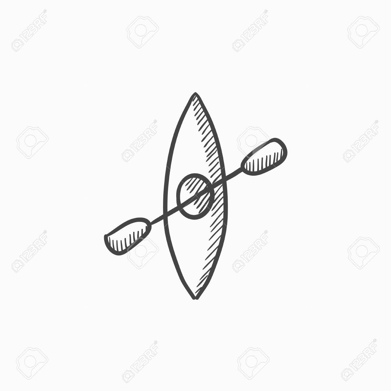 1300x1300 Kayak With Paddle Vector Sketch Icon Isolated On Background