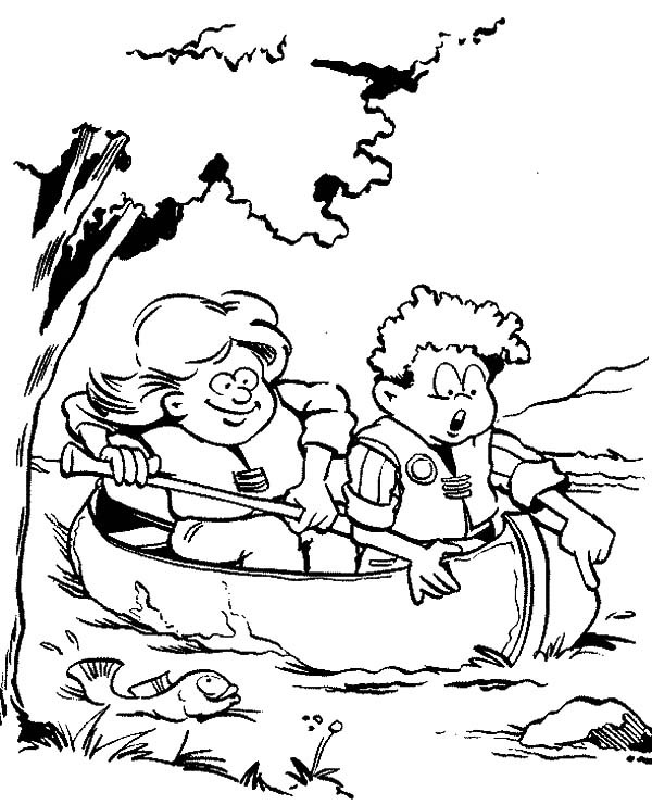 600x741 Canoeing Catch Fish In Scouting Coloring Pages Best Place