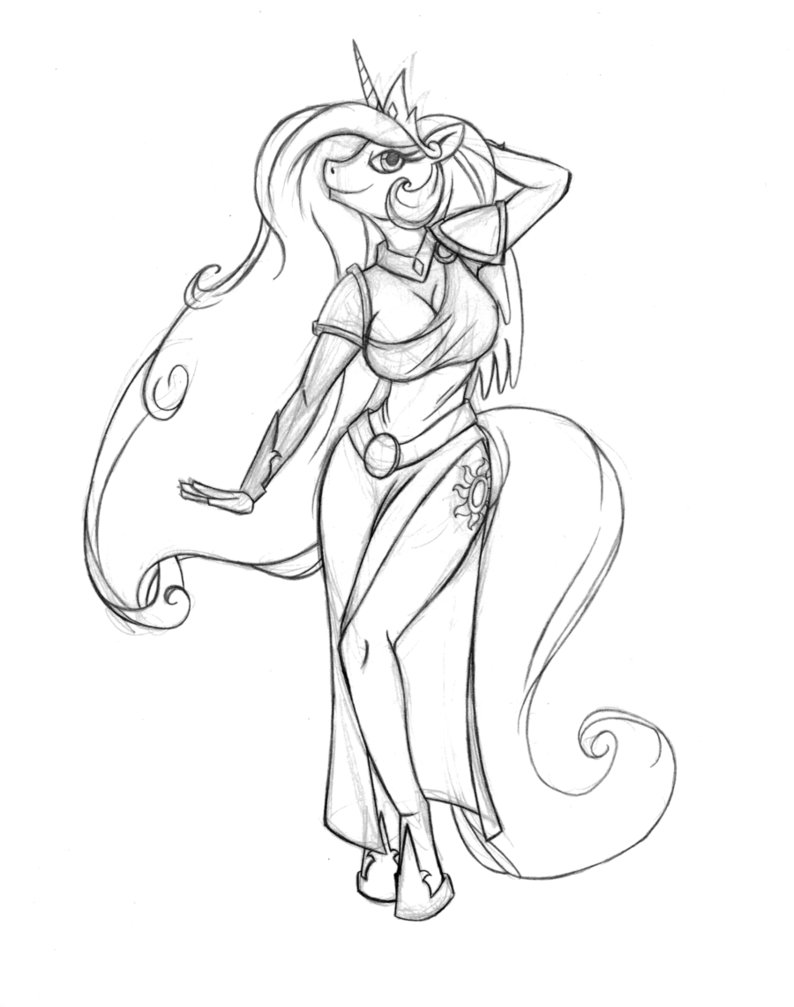 794x1007 Celestia Anthro Sketch By Canon Thought