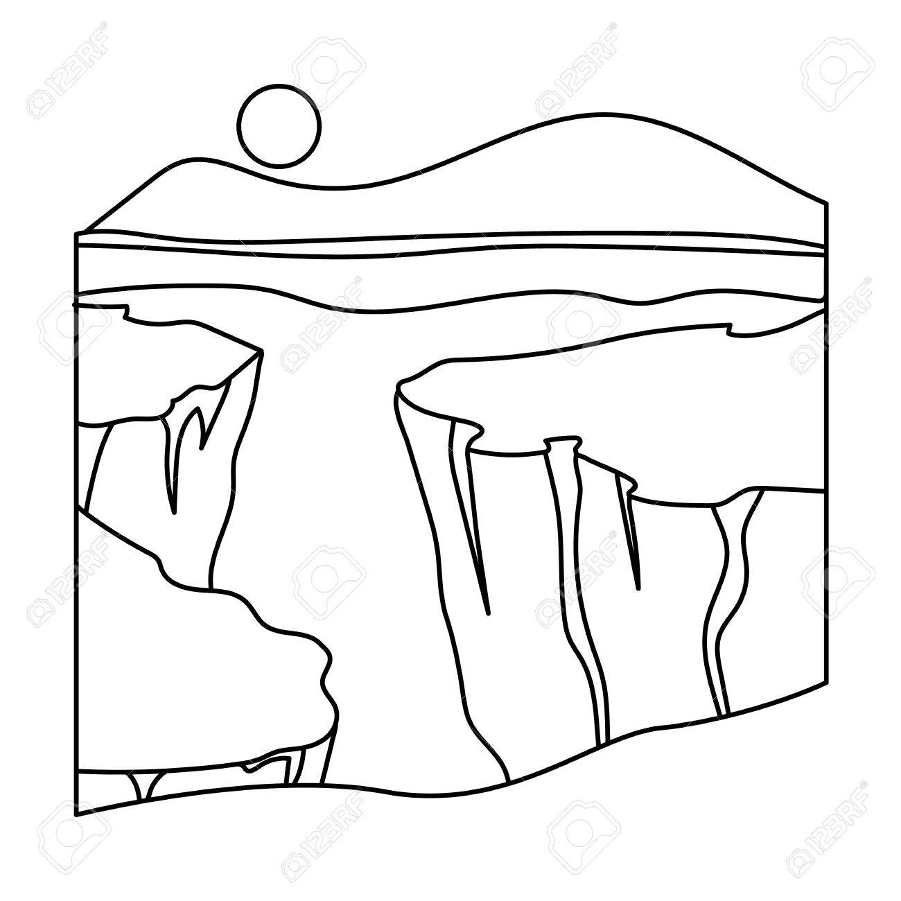 1300x1300 Grand Canyon Icon In Outline Style Isolated On White Background