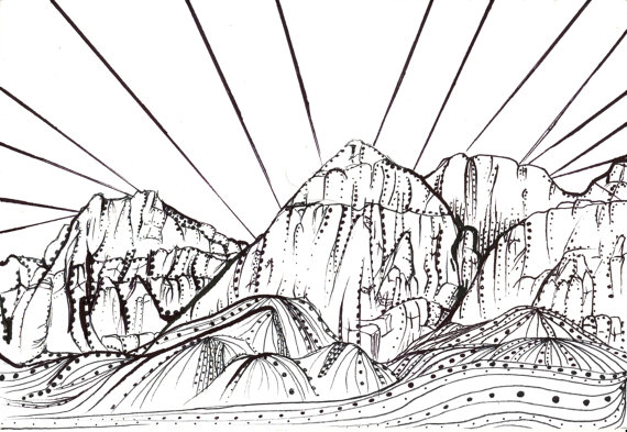 570x393 Items Similar To Coloring Page Sunset On Red Rock Canyon On Etsy