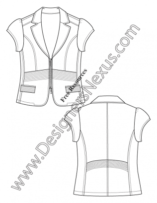 316x409 Cap Sleeve Blazer V22 Free Fashion Flat Sketch Template