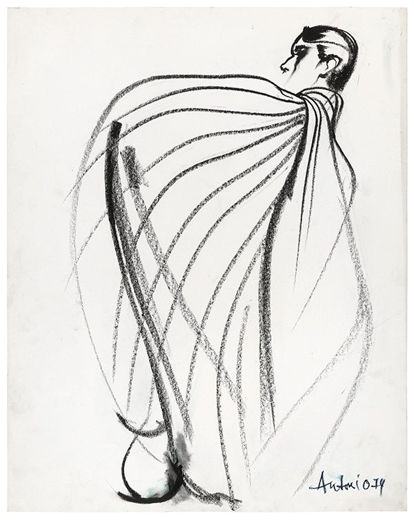 600x754 Antonio Lopez, Charles James Ribbon Cape Drawing 2, 1974 Gesture