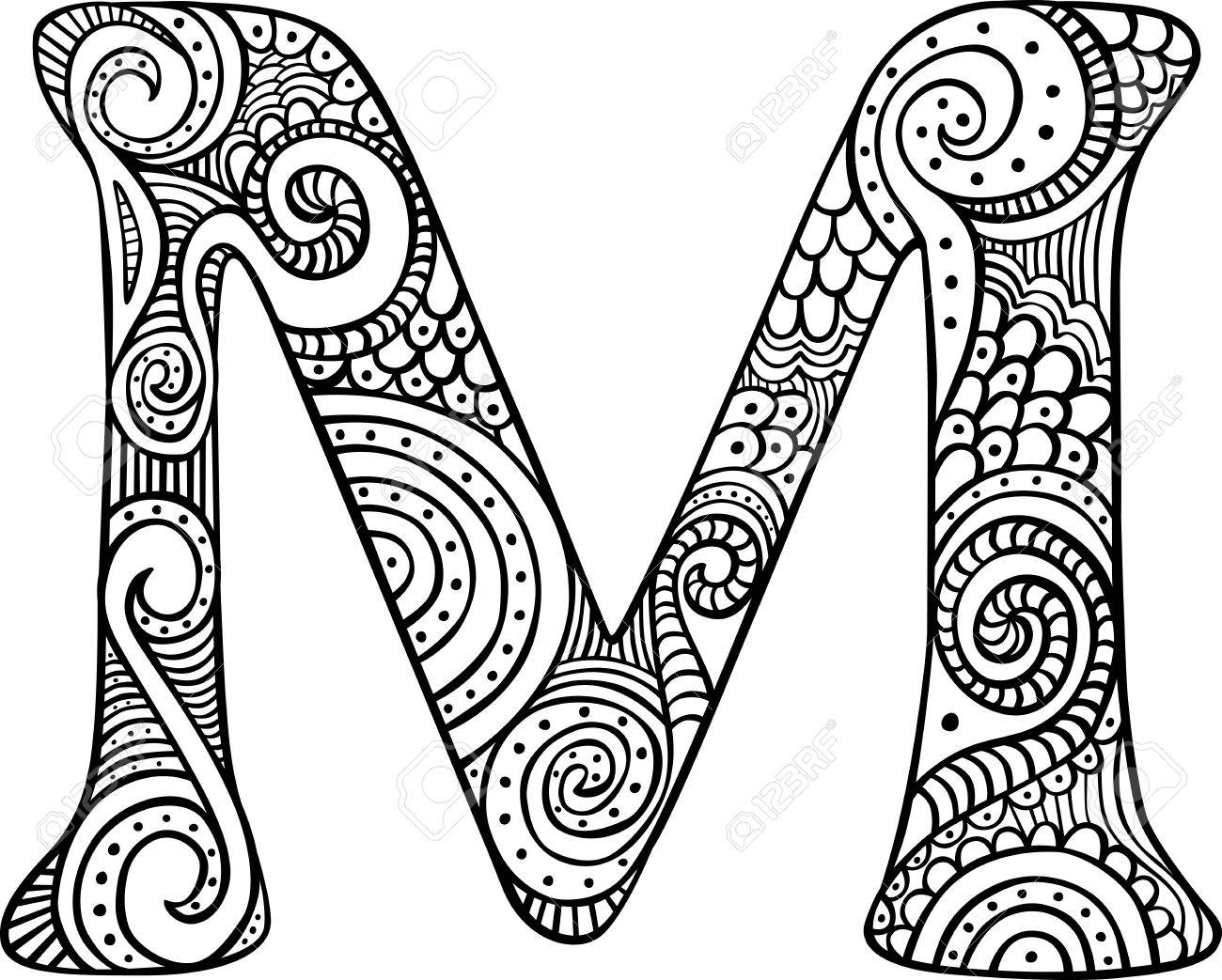 1300x1043 Hand Drawn Capital Letter M In Black