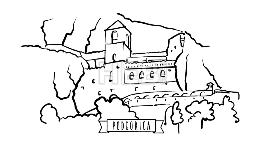 900x506 Podgorica, Montenegro, Self Drawing Lines On White Architecture