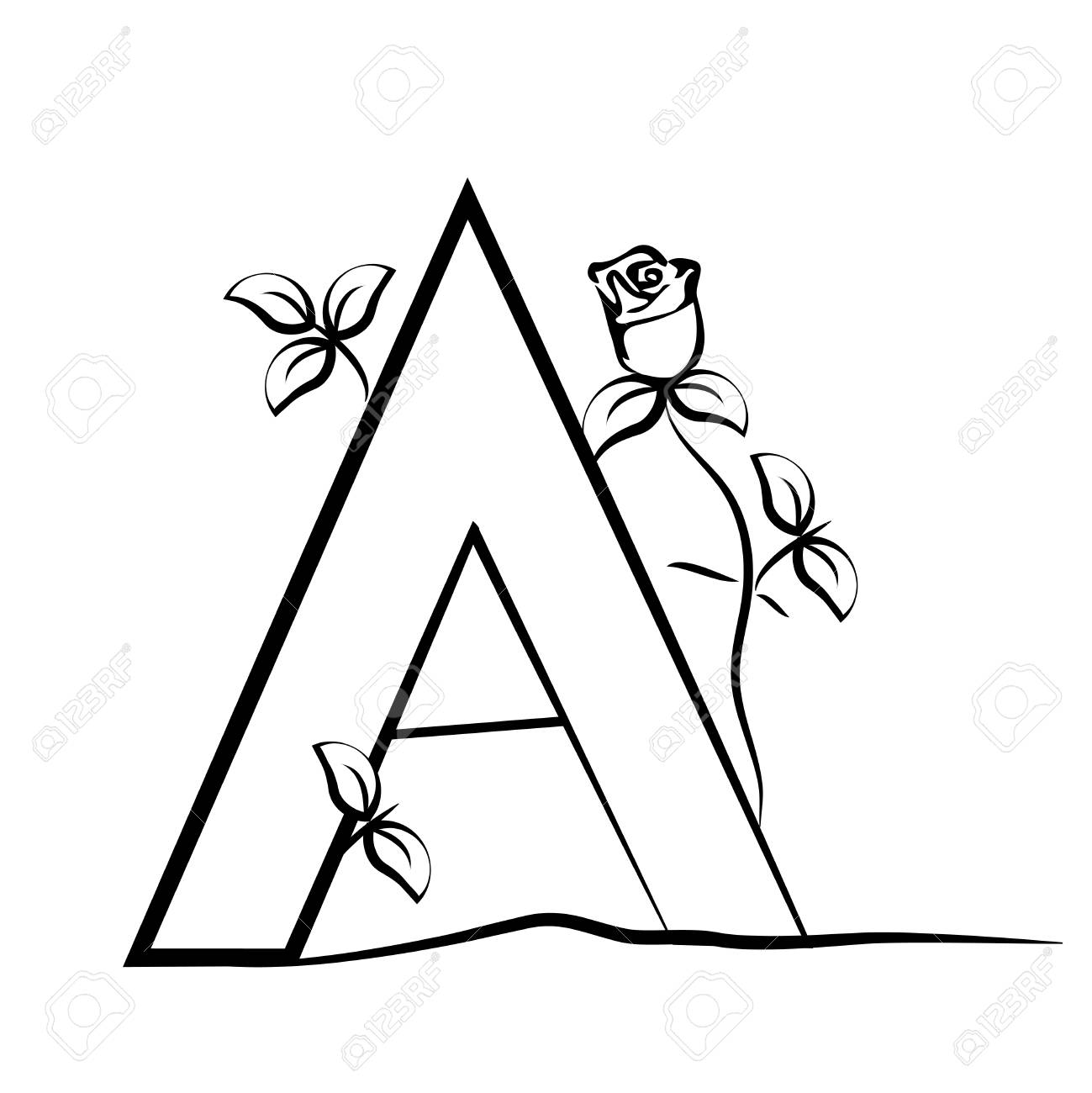 1299x1300 Vector Capital Initial Letter A Rose. Decorative Font