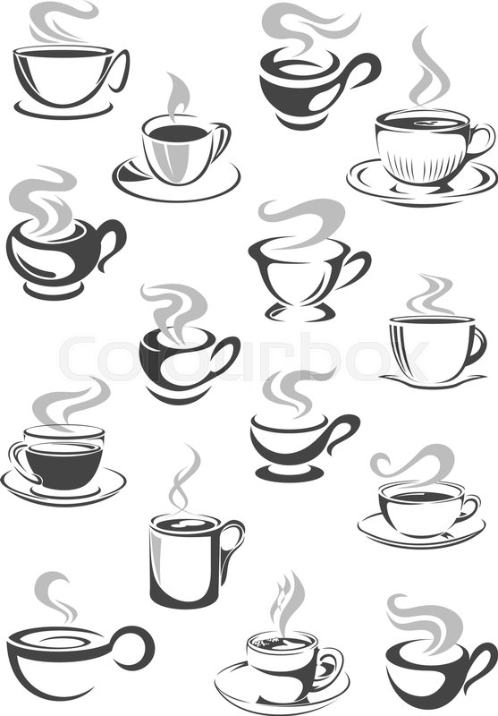 557x800 Coffee Cup And Tea Mug Icon Set. Cup Of Hot Beverage With Espresso