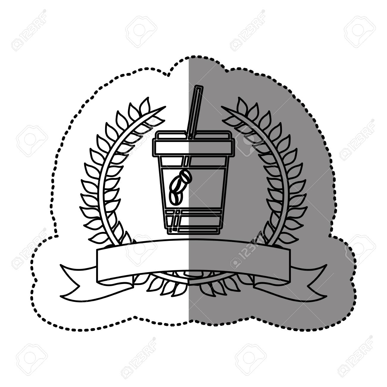 1300x1300 Monochrome Sticker With Olive Crown With Ribbon And Disposable