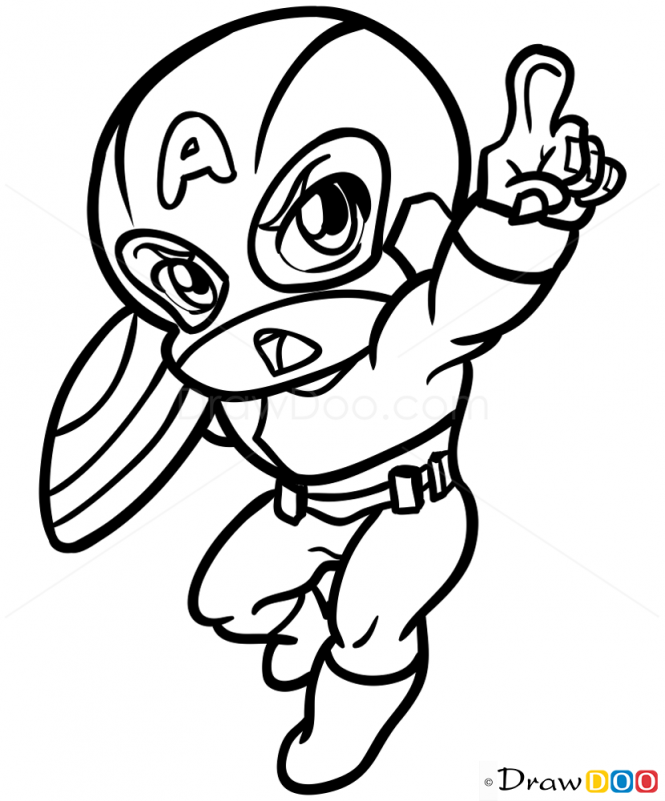 665x801 How To Draw Captain America, Chibi Drawdoo Chibi