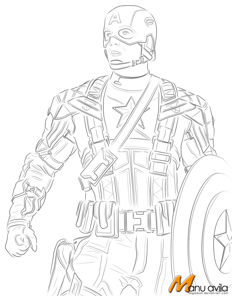 791x1010 Captain America Lineart By Tagadum