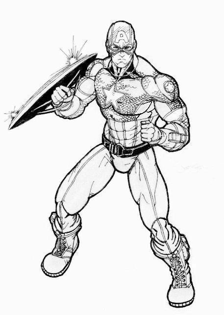 457x640 Captain America Action Pose Bw By Lazy Doodler