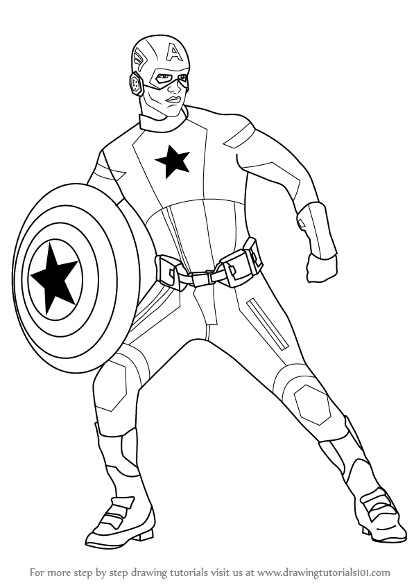 597x844 Learn How To Draw Captain America (Captain America) Step By Step