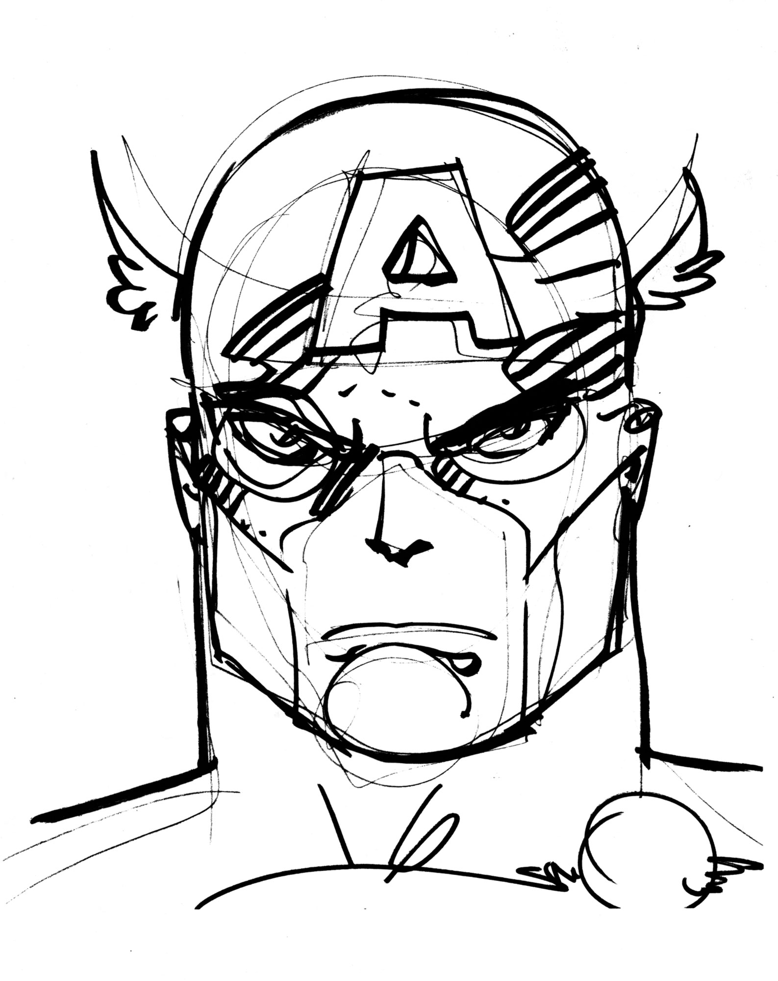 Captain America Face Drawing at GetDrawings | Free download