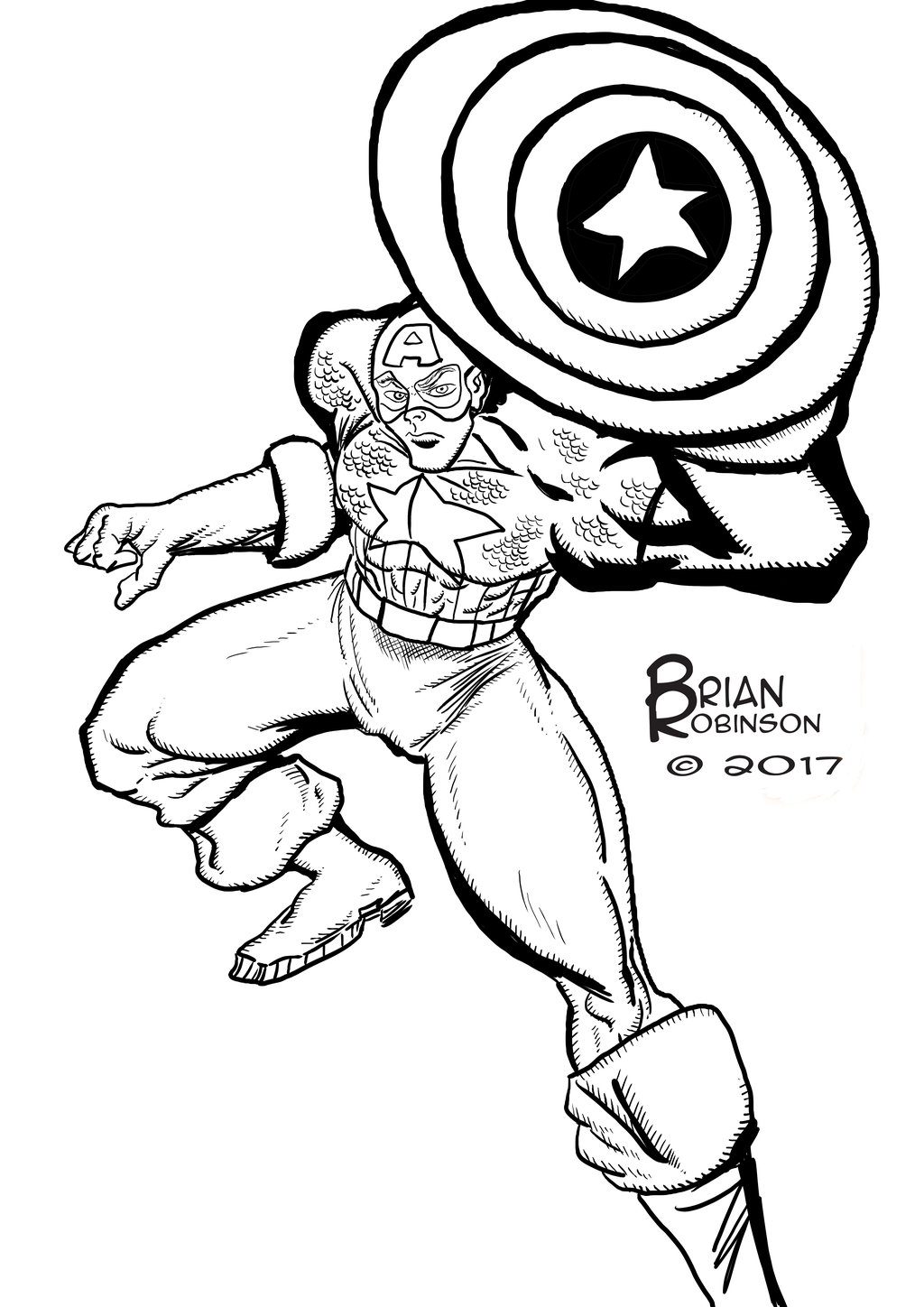 1024x1448 Captain America Pinup Drawing By Brianrobinson