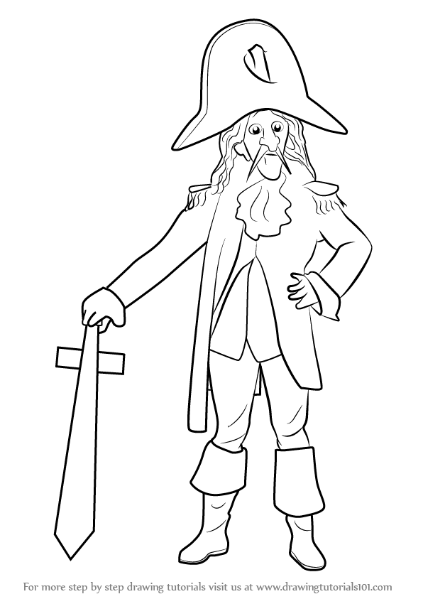 596x843 Learn How To Draw Captain Cook (Mascots) Step By Step Drawing