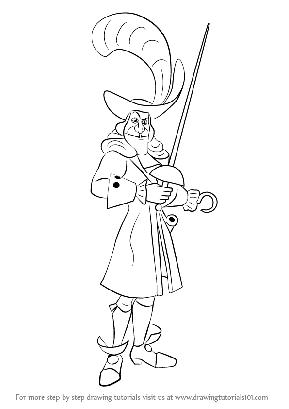 596x842 Learn How To Draw Captain Hook From Peter Pan (Peter Pan) Step By