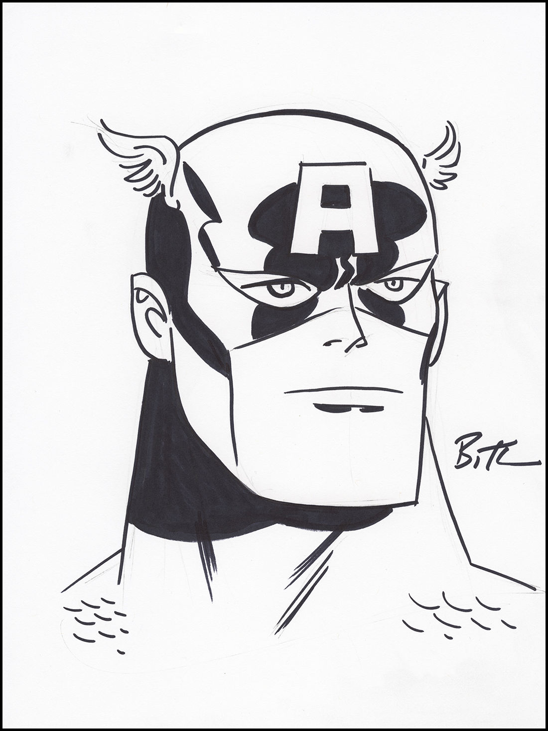 1100x1469 Art Bruce Timm Original Captain America Pencil Amp Ink Drawing