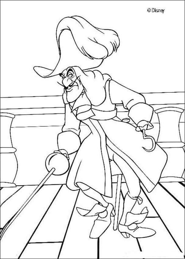 607x850 Captain Hook On His Boat Coloring Pages