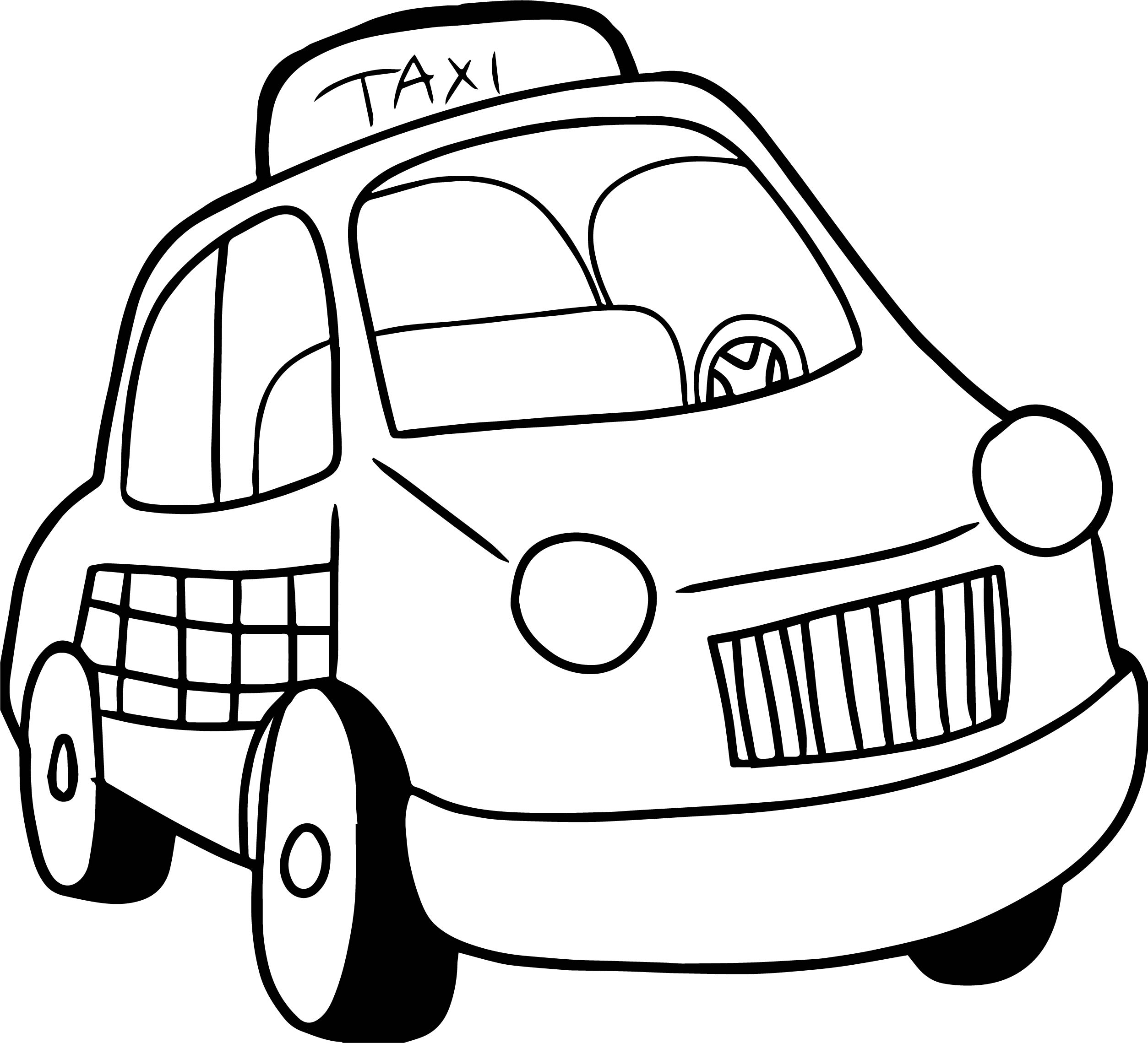 2507x2279 Taxi Driver Car Cartoon Coloring Page Wecoloringpage