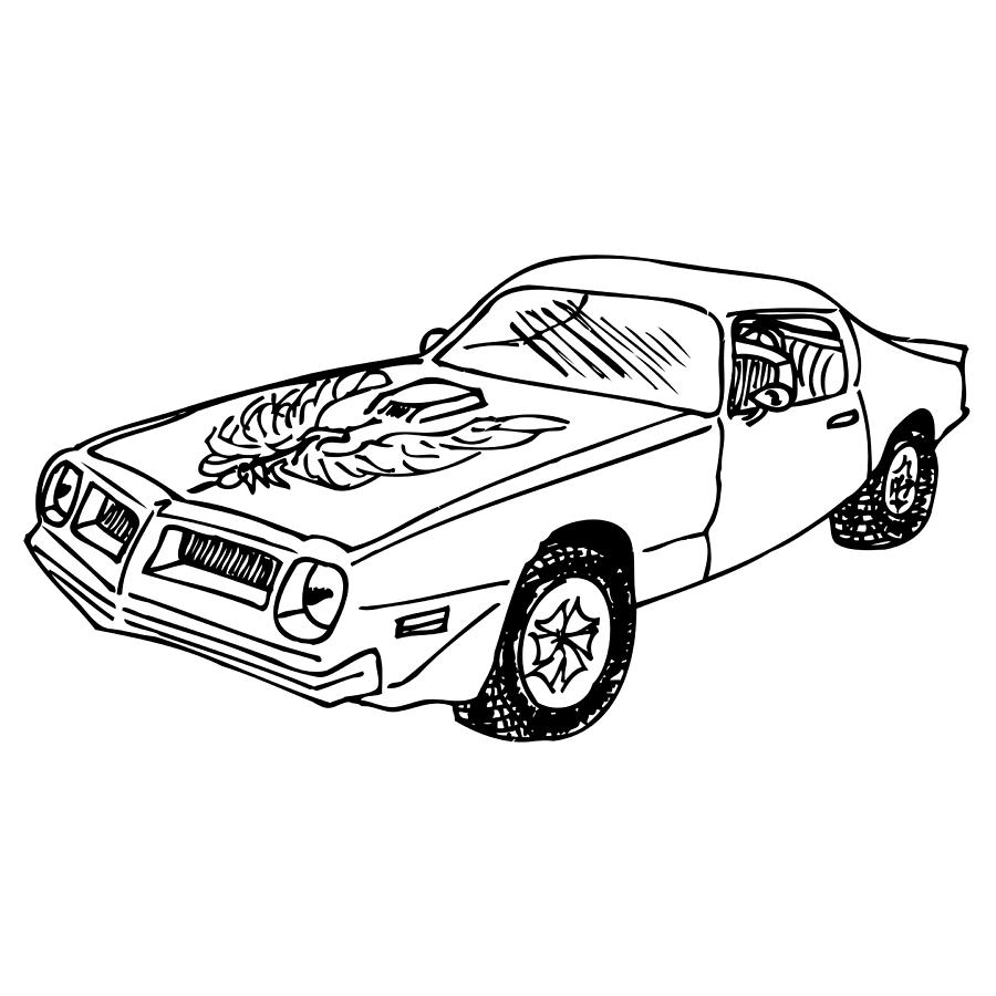 900x900 Trans Am Car Drawing By Karl Addison