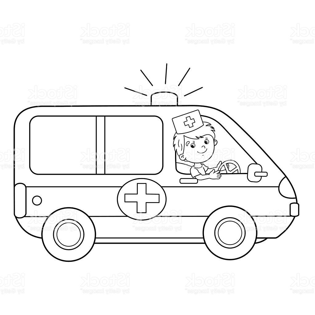 1024x1024 Hd Coloring Page Outline Of Cartoon Doctor With Ambulance Car