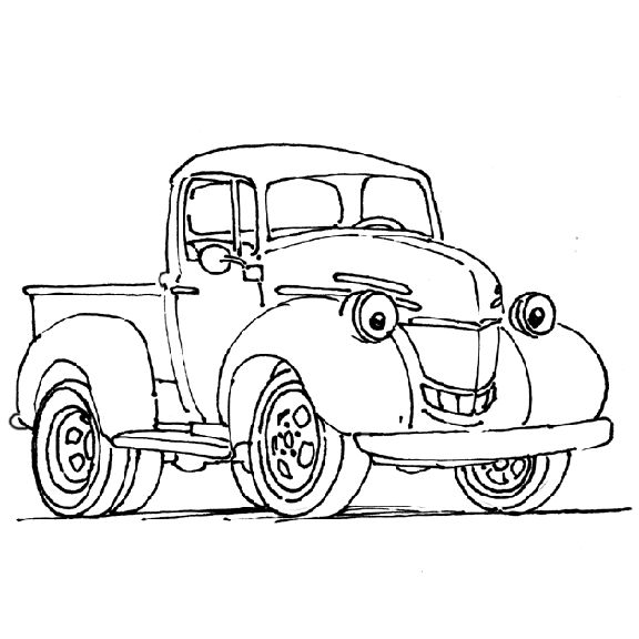 576x576 Kids Coloring Pages Cars And Trucks For Free In Amusing Draw Print